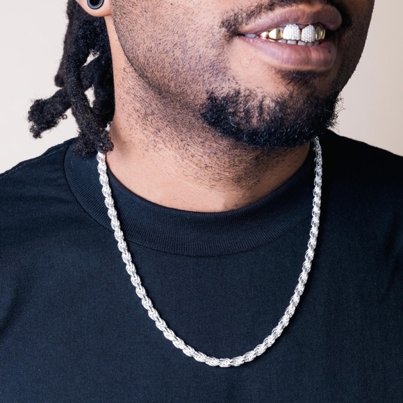 Sterling Silver Rope Link Chain Necklace Solid Chain 5.5mm - Picture 1 of 3